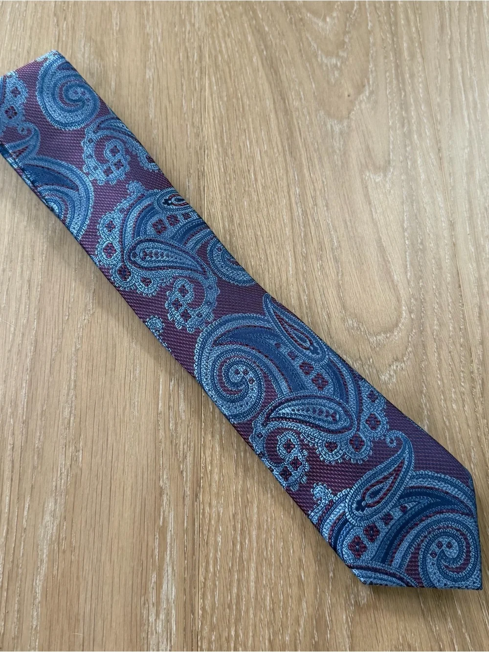 NWT Joseph Abboud Silk Paisley Tie Burgundy Blue Classic Necktie